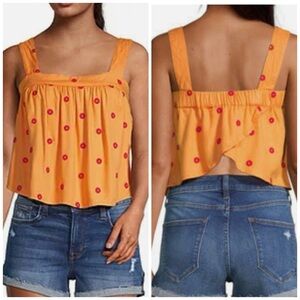 Arizona Jean Company Bright Orange Floral Crop Top